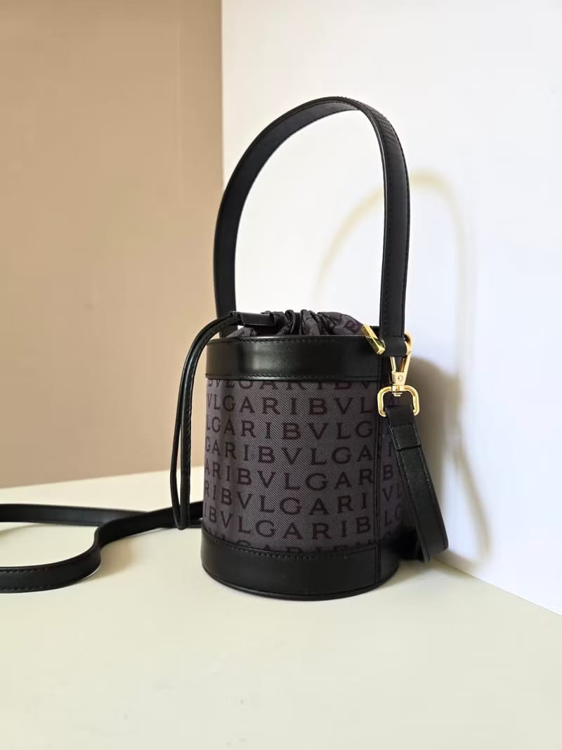 Rare Bvlgari Blue-Black Monogram Two-Way Mini Bucket Bag / Shoulder Bag / Crossbody Bag
