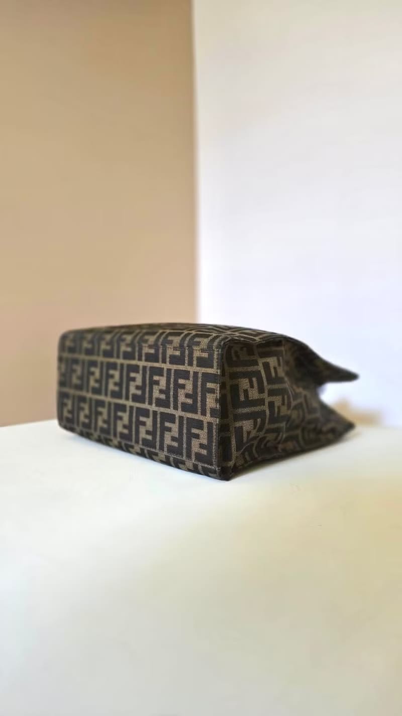 Fendi黑咖啡色老花側背包/單肩包/托特包