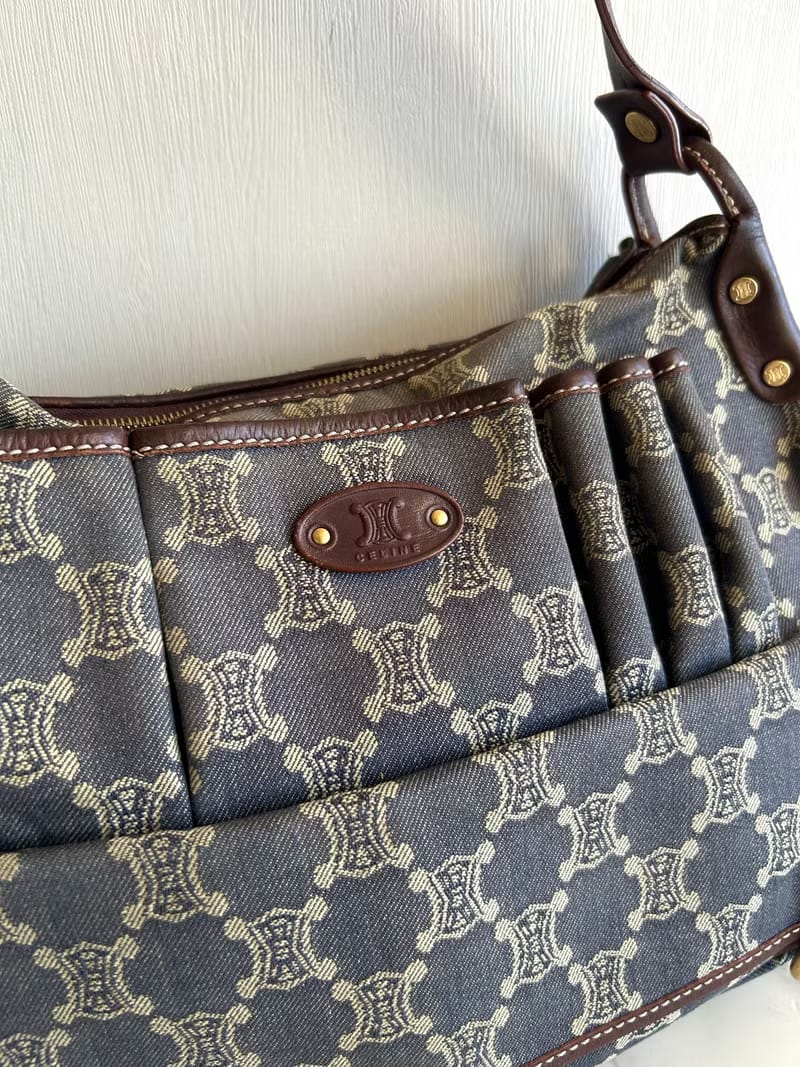 Celine牛仔布老花流浪包/側背包/單肩包/斜背包