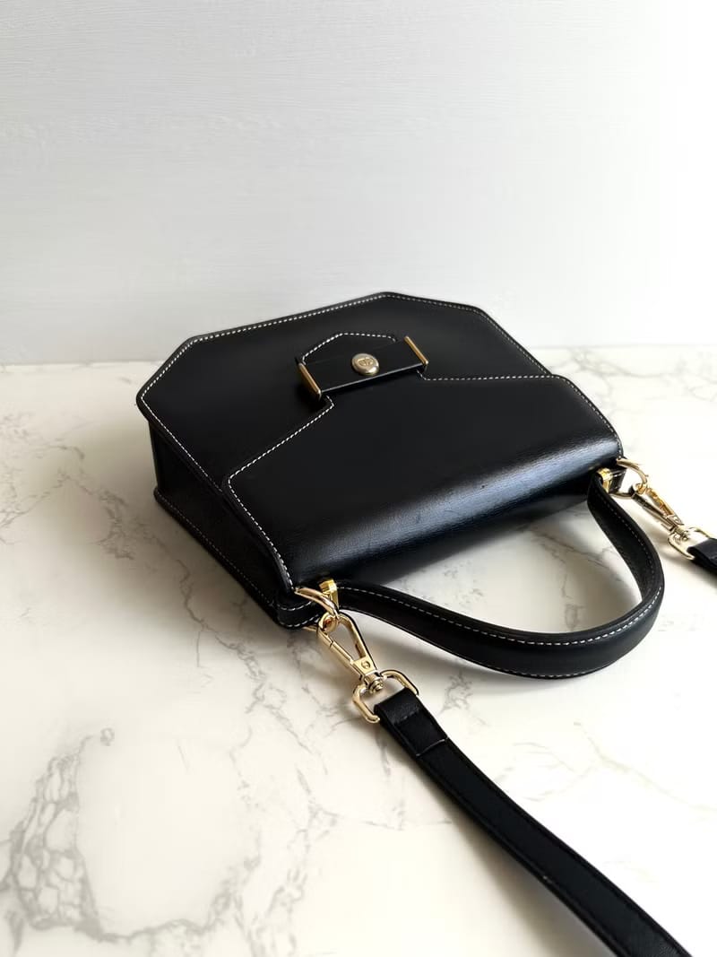 Dior Black Topstitched Flap Geometric Two-way Kelly Bag/Shoulder Bag/Crossbody Bag