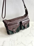 Rare Loewe Anagram Olive Green Paneled Leather Hobo Bag / Shoulder Bag / Crossbody Bag
