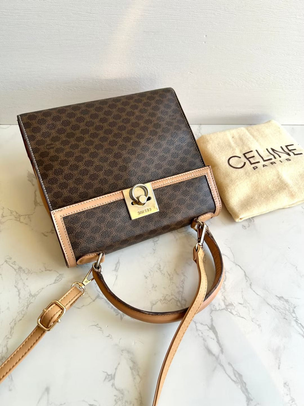 Celine Triomphe Canvas Mini Kelly Crossbody Bag/Shoulder Bag/Side Bag