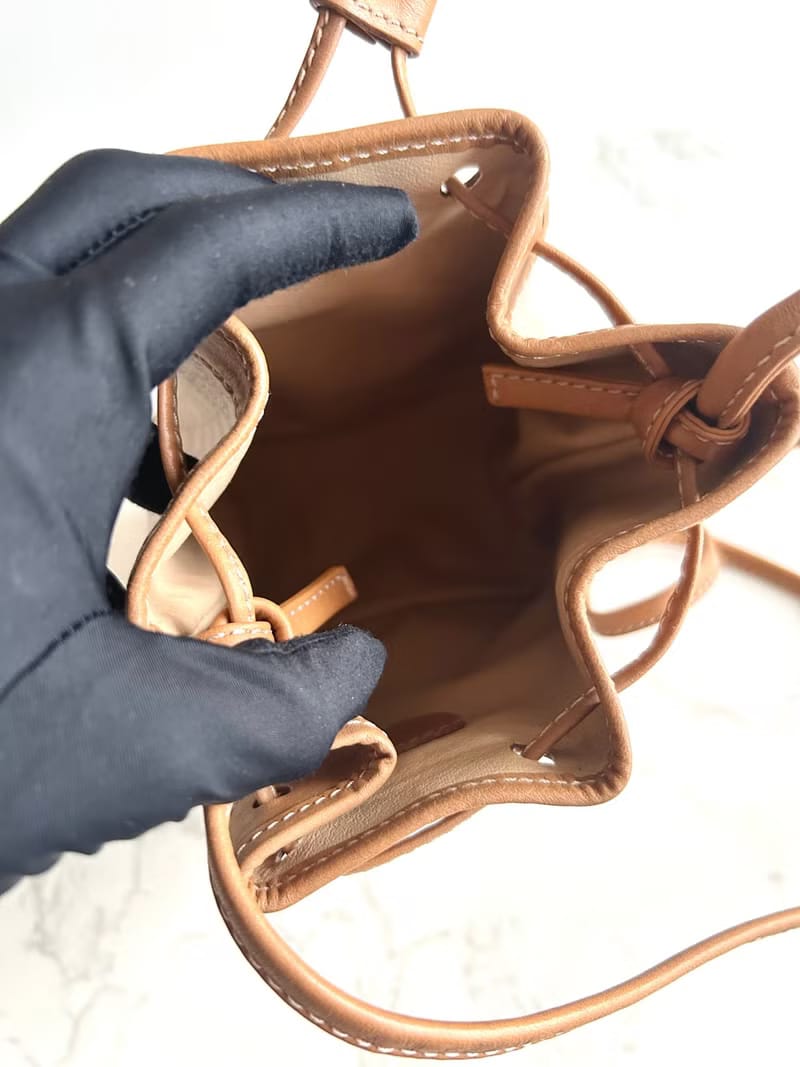 Celine Beige Macadam Vintage Mini Bucket Bag/Crossbody Bag