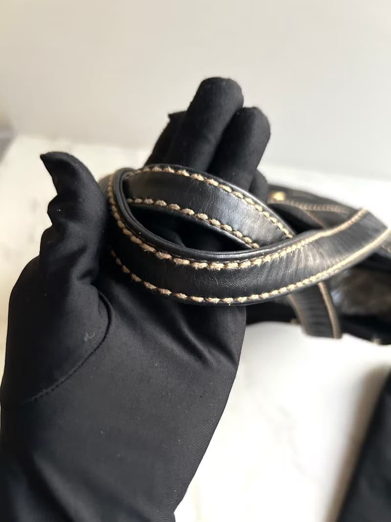 Chanel Vivian黑色皮革托特包 單肩包 側背包 古著包