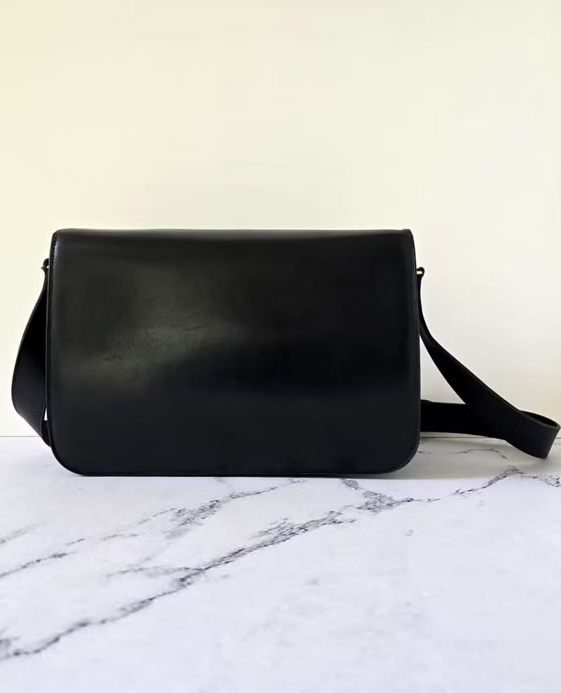 Celine Black and Gold Horse Carriage Buckle Bag / Shoulder Bag / Crossbody Bag