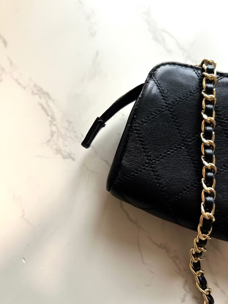 Chanel Black and Gold Lambskin Crossbody Bag / Shoulder Bag