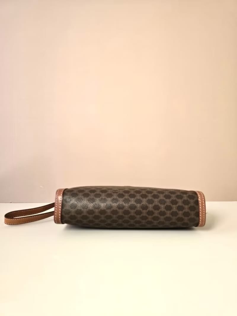 Celine Brown Apricot Old Flower Leather Crossbody Bag/Side Bag