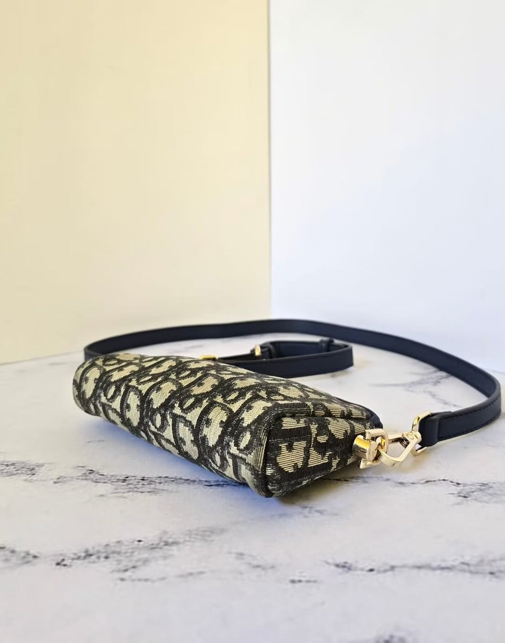 Dior 藍黑色老花兩用中古單肩包/側背包/斜背包