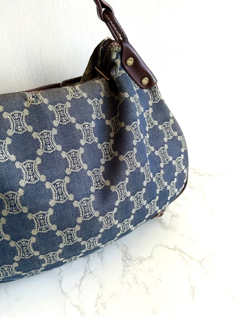 Celine牛仔布老花流浪包/側背包/單肩包/斜背包