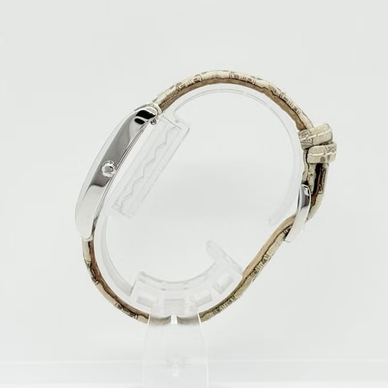 Rare item with original box - Celine Triomphe monogram watch with ecru strap / vintage watch / pre-owned women's watch