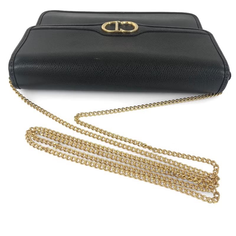 Dior黑色極簡翻蓋小包/單肩包/側背包/斜背包