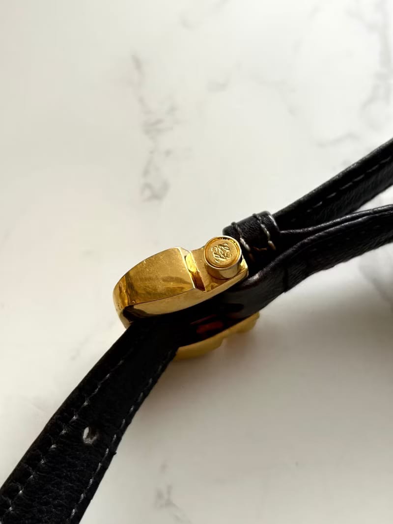 Loewe Black and Gold Anagram Saddle Crossbody Bag