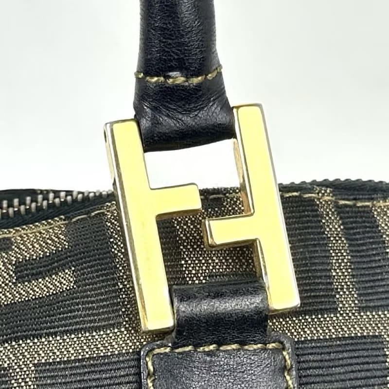 Fendi 小貝殼Alma黑咖啡色老花包/側背包/斜背包