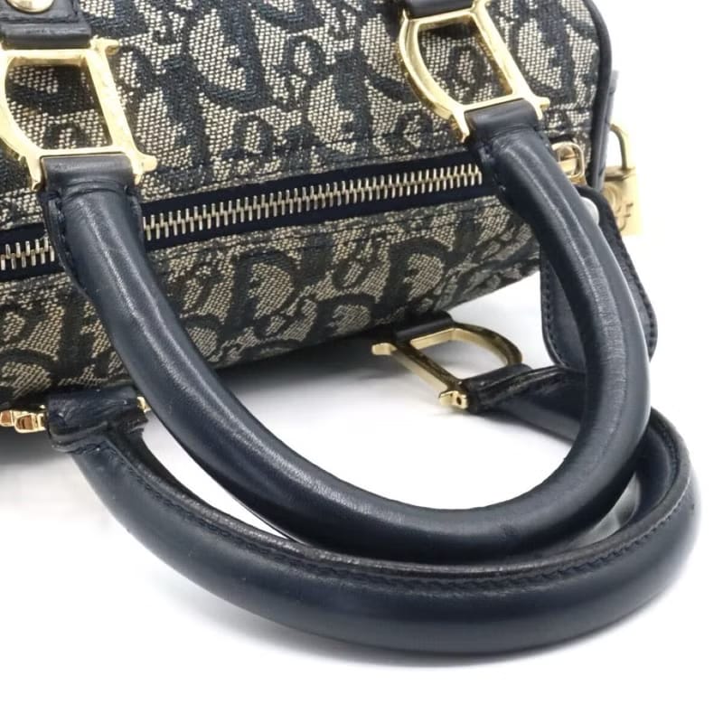 Rare Dior Gray-Blue Trotter 20cm Mini Boston Bag