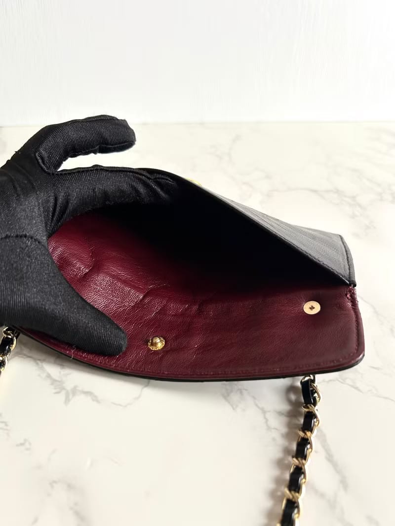 Rare second-hand Chanel black long wallet/shoulder bag/sling bag/crossbody bag/handbag
