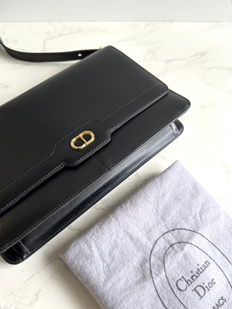 Dior black minimalist flap dual-purpose bag/shoulder bag/side bag/crossbody bag/second-hand bag