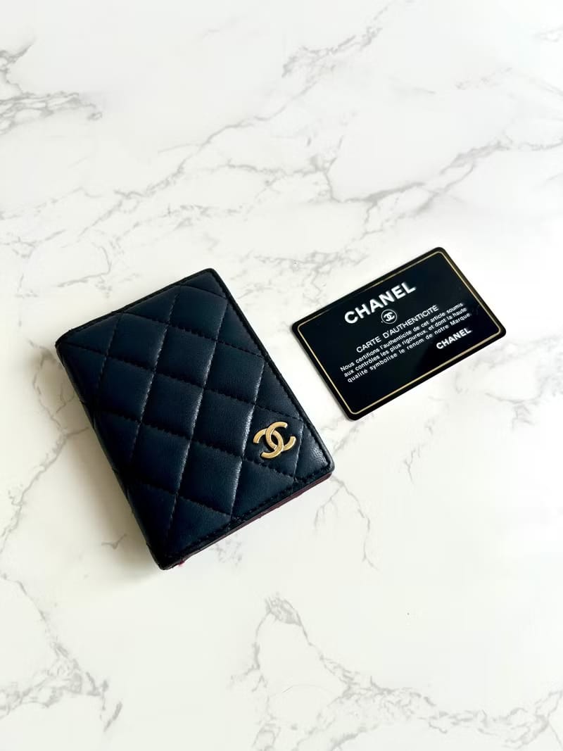 Chanel Black Lambskin Medium Wallet/Small Wallet