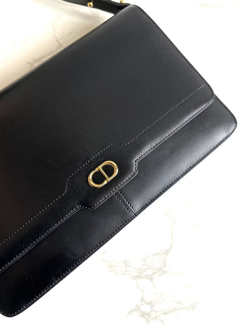 Dior black minimalist flap dual-purpose bag/shoulder bag/side bag/crossbody bag/second-hand bag