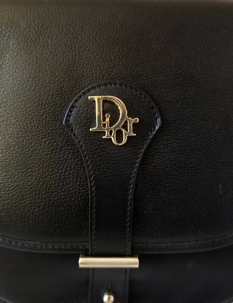 Dior Bobby黑金色半月馬鞍包/單肩包/側背包/斜背包