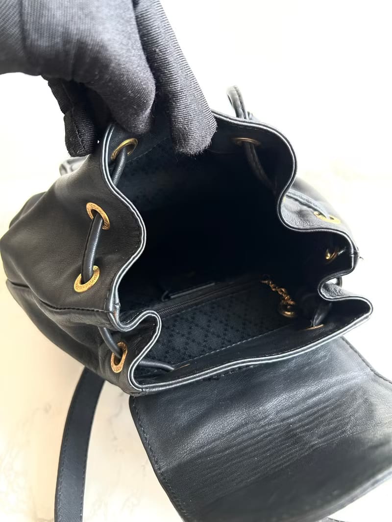 Gucci中古竹節黑色皮革後背包/背囊/雙肩包