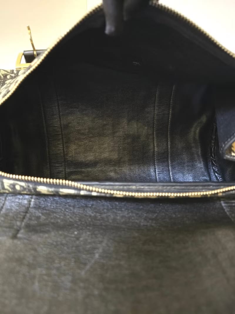 Dior黑色老花波士頓包/斜背包/側背包/單肩包