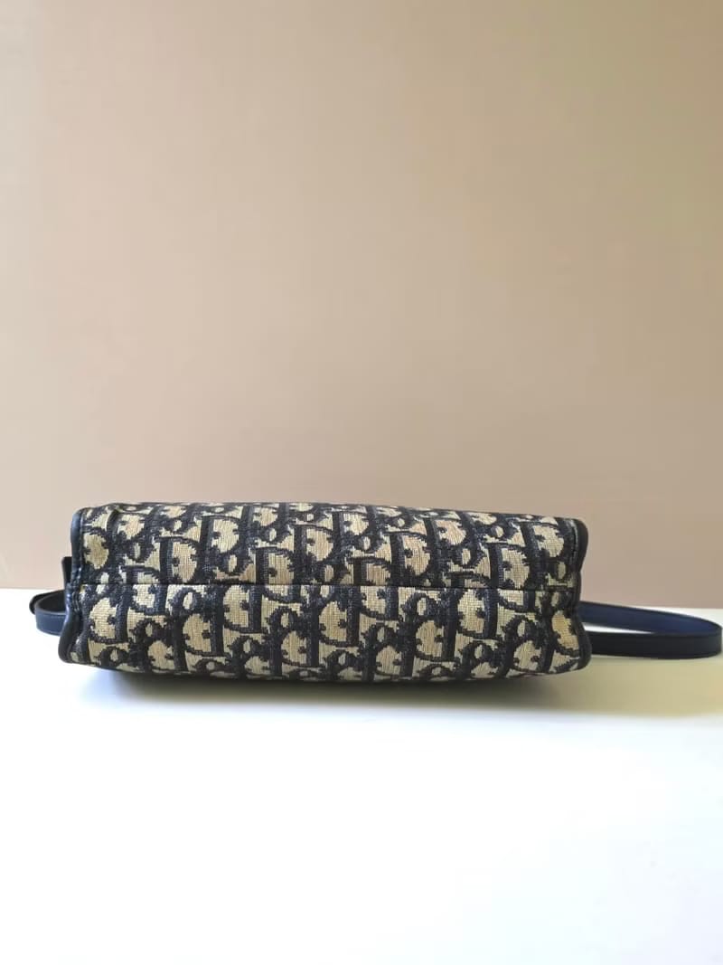 【LA LUNE】Second-hand Dior dark blue and black monogram shoulder bag/side bag