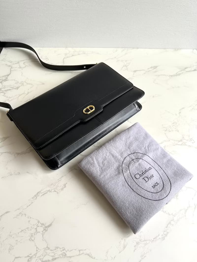 Dior black minimalist flap dual-purpose bag/shoulder bag/side bag/crossbody bag/second-hand bag