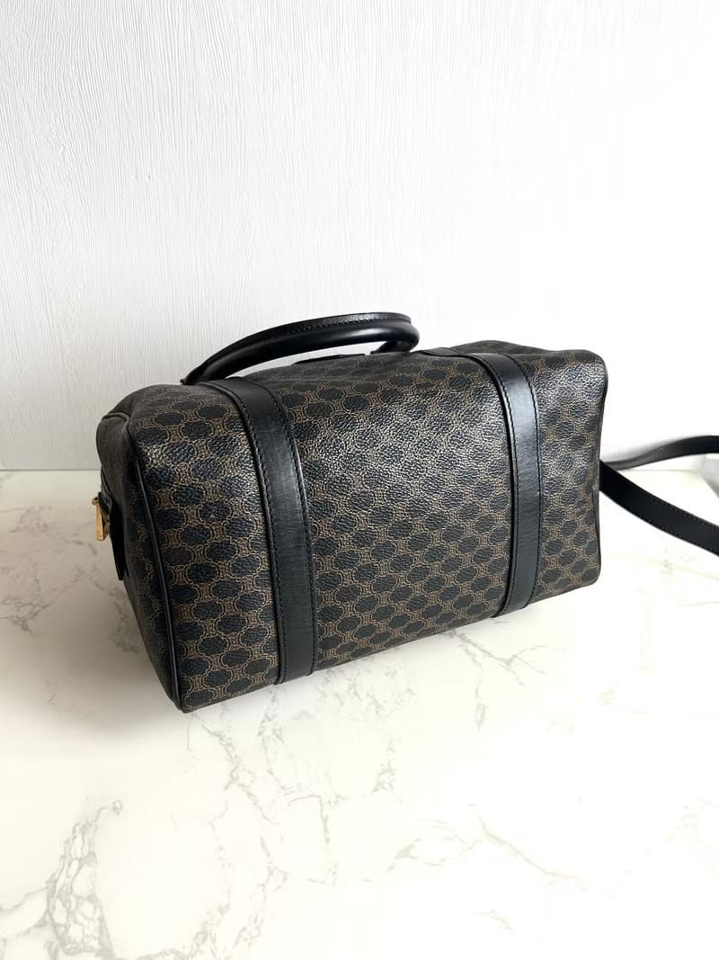 Celine black old flower Boston shoulder bag/side bag/oblique bag