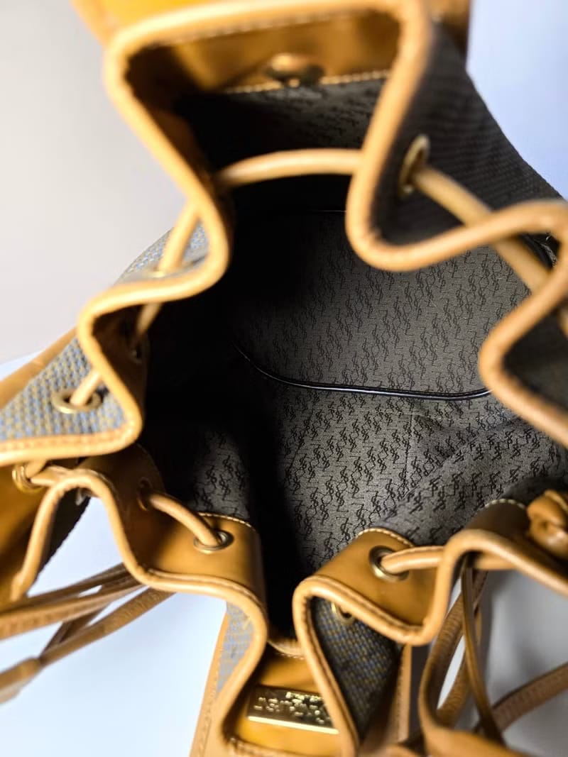 Yves Saint Laurent 編織拼皮革水桶包/側背包/單肩包