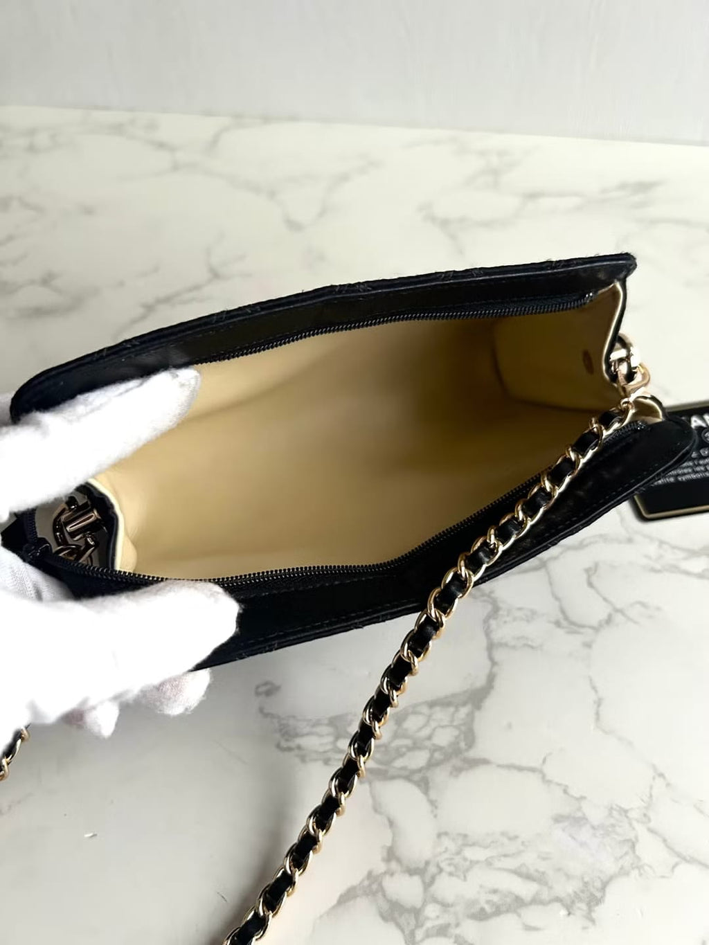 Chanel Black Silk Rhinestone Crossbody/Shoulder Bag
