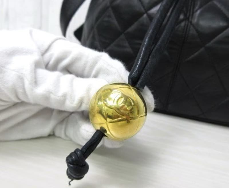 Chanel Vintage Black Matelassé Gold Ball Bucket Bag / Shoulder Bag / Crossbody Bag