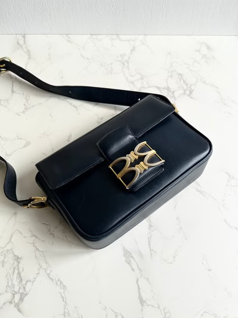 Celine Black Gold Double Triomphe Box/Shoulder Bag/Crossbody Bag