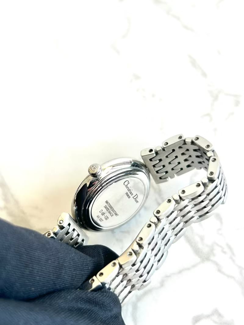 Dior灰銀色蜂巢圓盤手錶/古董錶