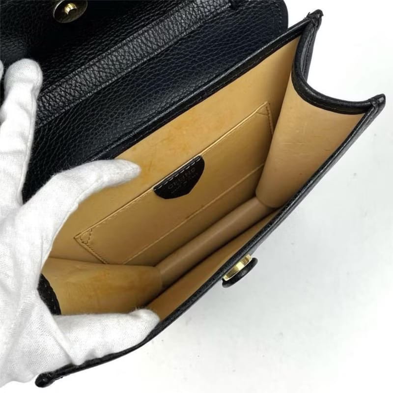 Celine黑色金扣流蘇薯條包/側背包/斜背包/單肩包