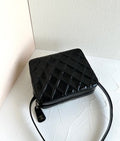 Pre-owned Chanel Black Gold-tone Matelassé Patent Leather Small Box Shoulder Bag