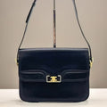 Celine Black and Gold Triomphe Flap Bag/Shoulder Bag