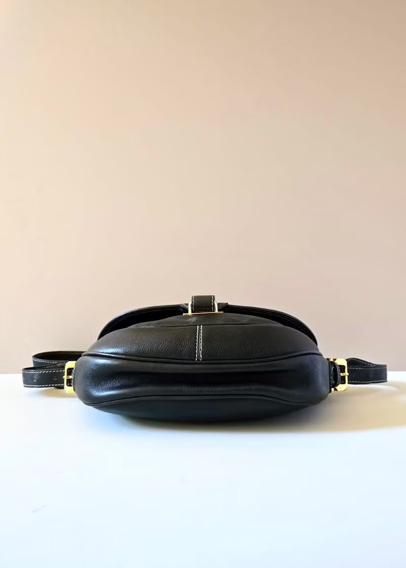 Loewe黑金色馬鞍側背包 斜背包 皮革包 單肩包