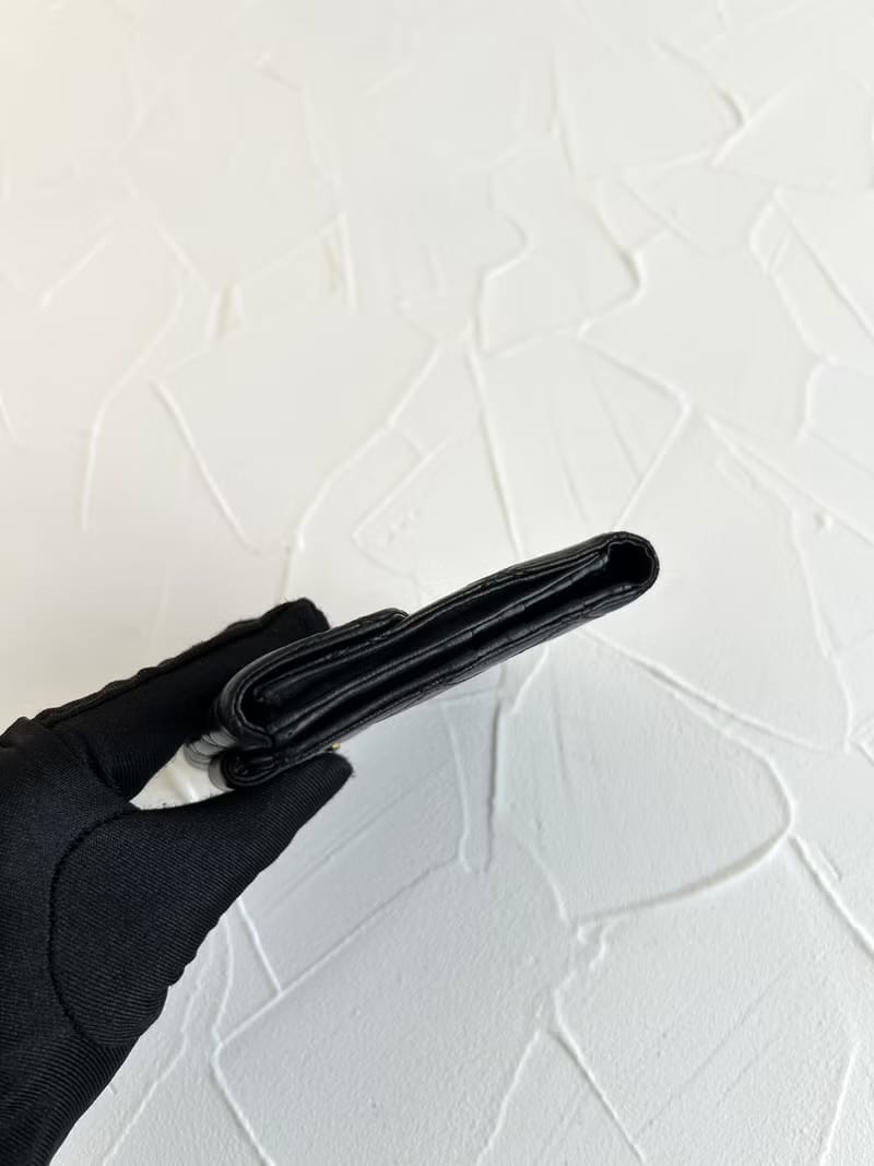 中古二手Chanel雙面小羊皮革黑色短夾小銀包零錢手袋