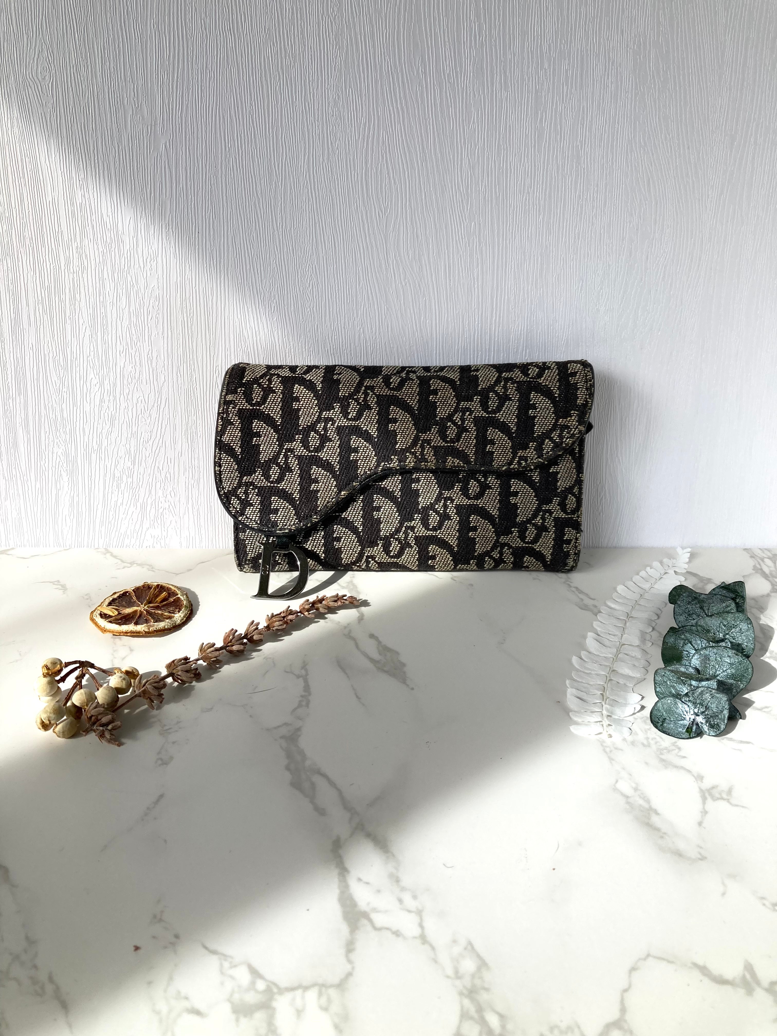 CHRISTIAN DIOR Black Trotter Saddle Wallet 