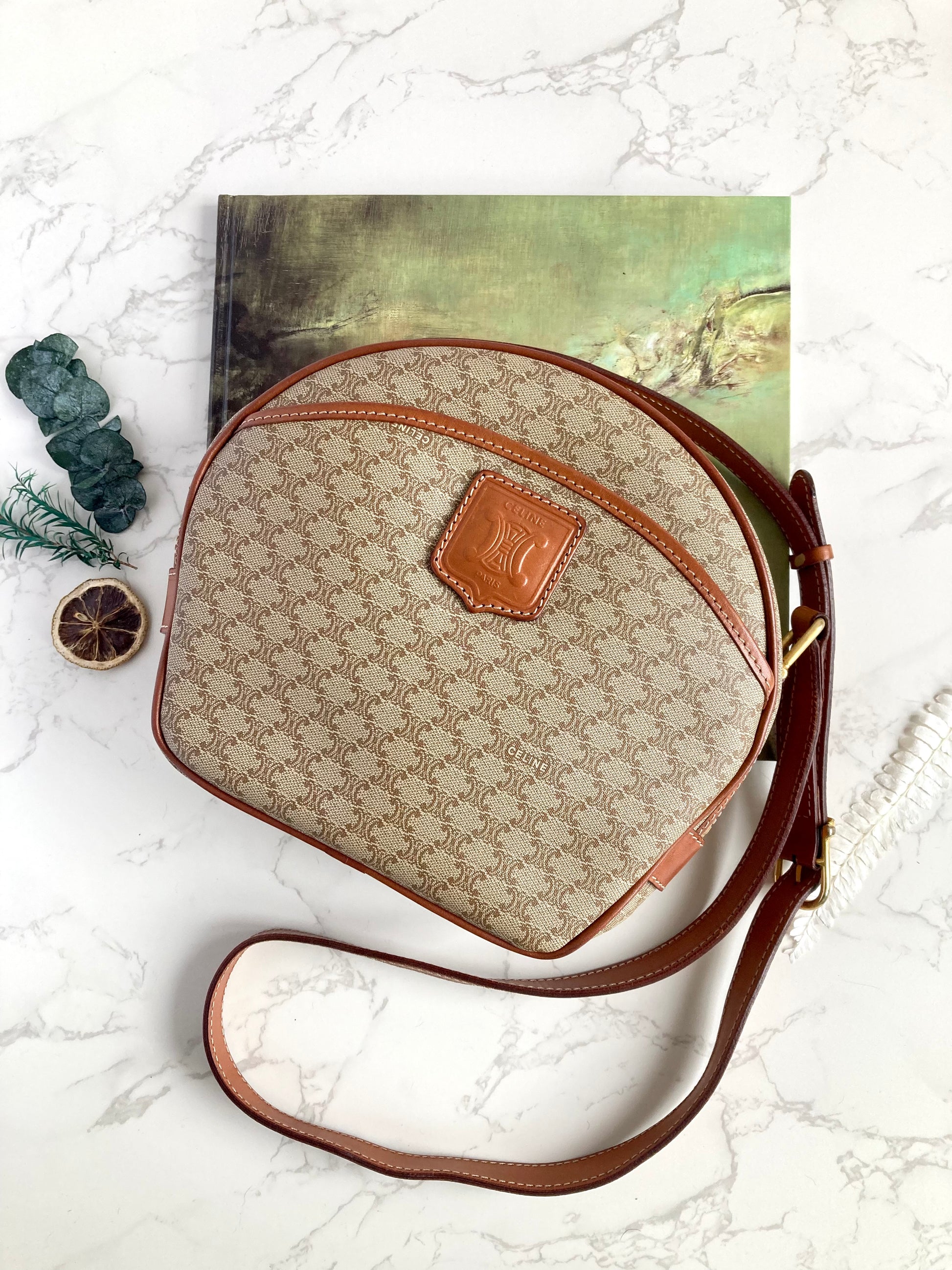 CELINE Monogram Shell shape Crossbody Bag