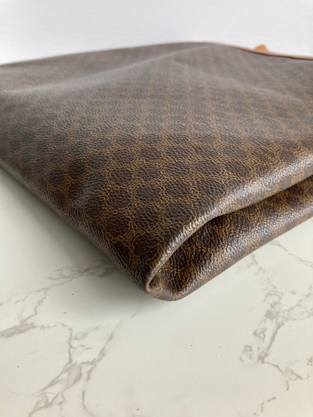 CELINE Brown Monogram Large Capacity Leather Tote Bag / Side Bag