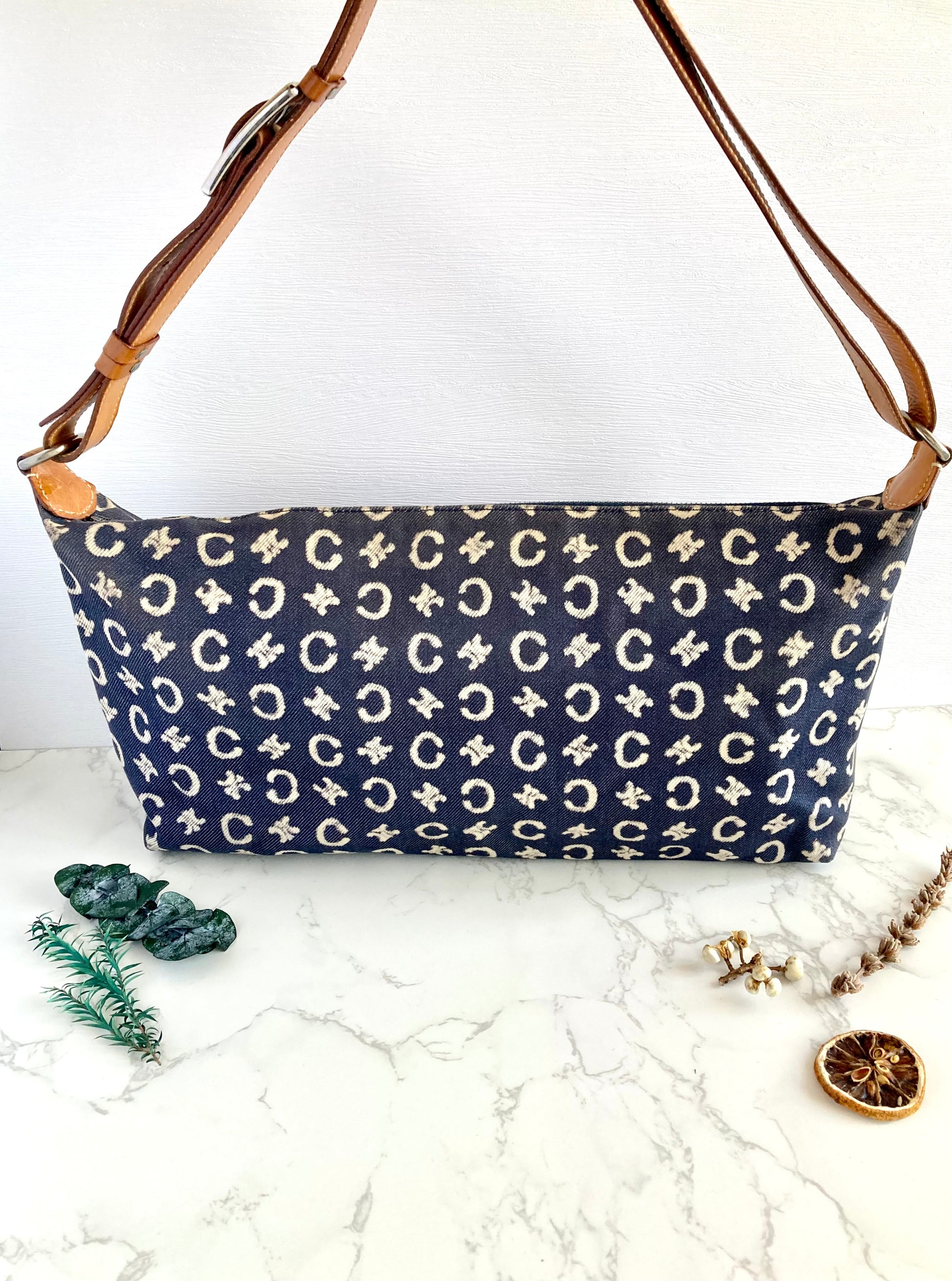 CELINE Monogram Jeans Shoulder Bag