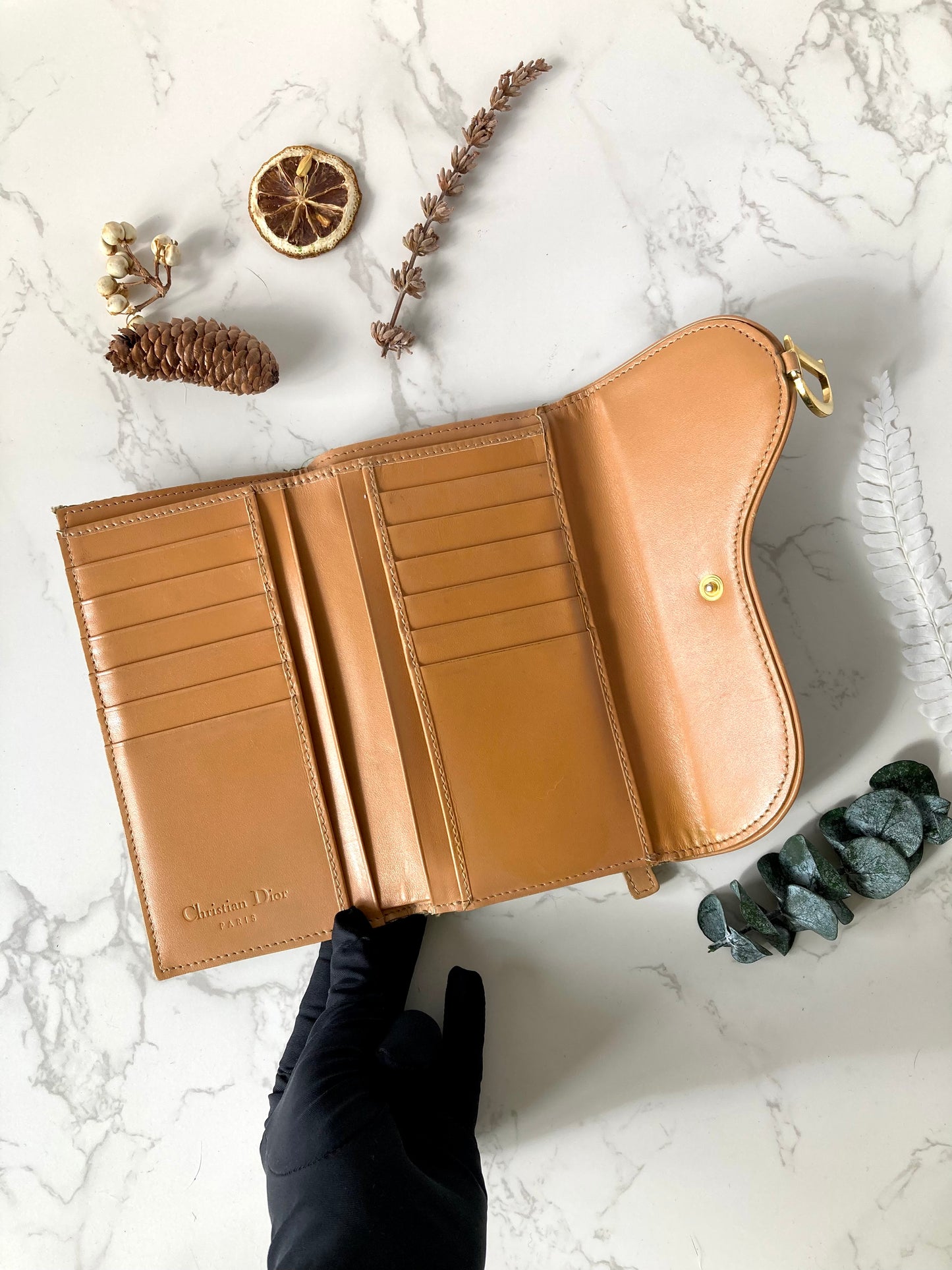 CHRISTIAN DIOR Olive x Beige Trotter Saddle Wallet