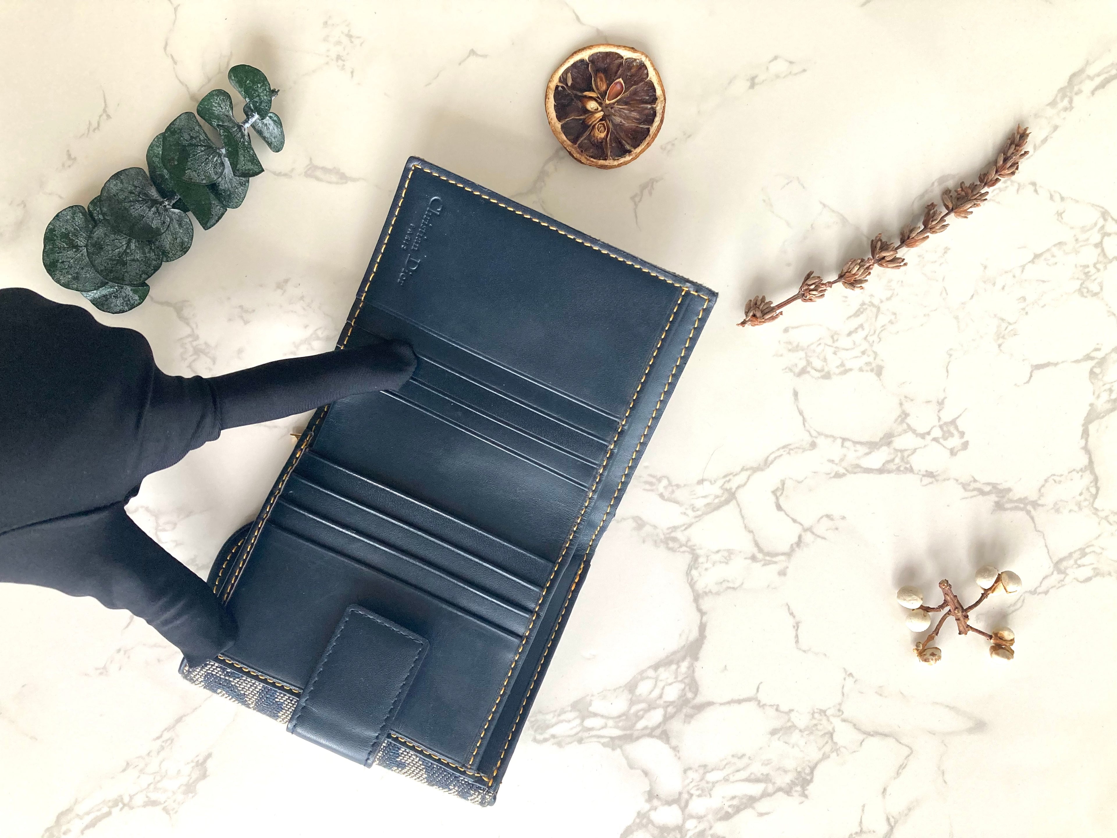 CHRISTIAN DIOR Navy Trotter Compact Wallet 