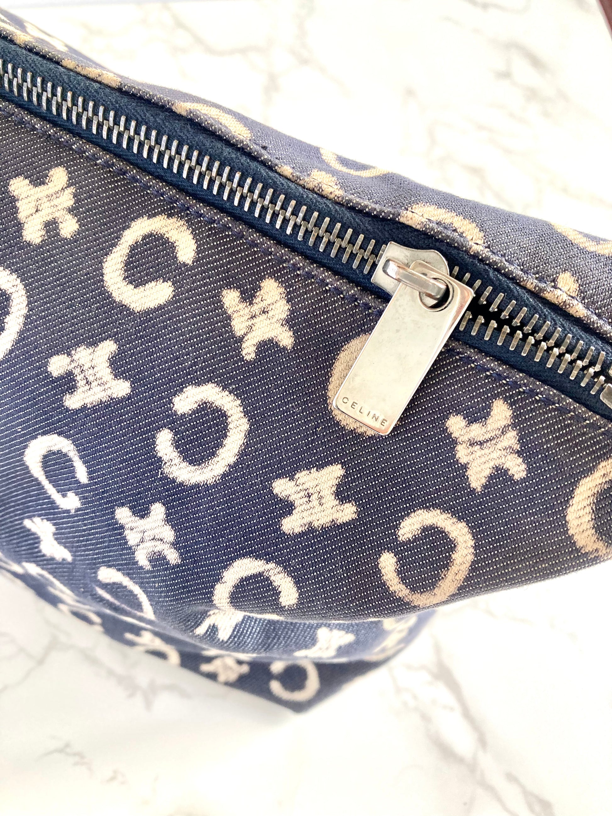 CELINE Monogram Jeans Shoulder Bag