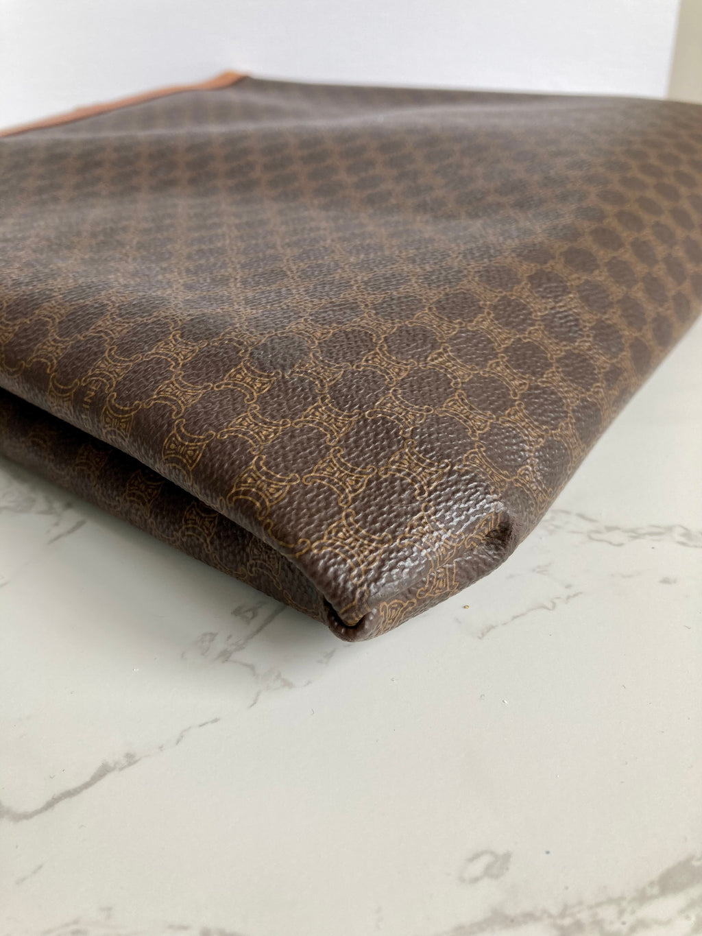 CELINE Brown Monogram Large Capacity Leather Tote Bag / Side Bag