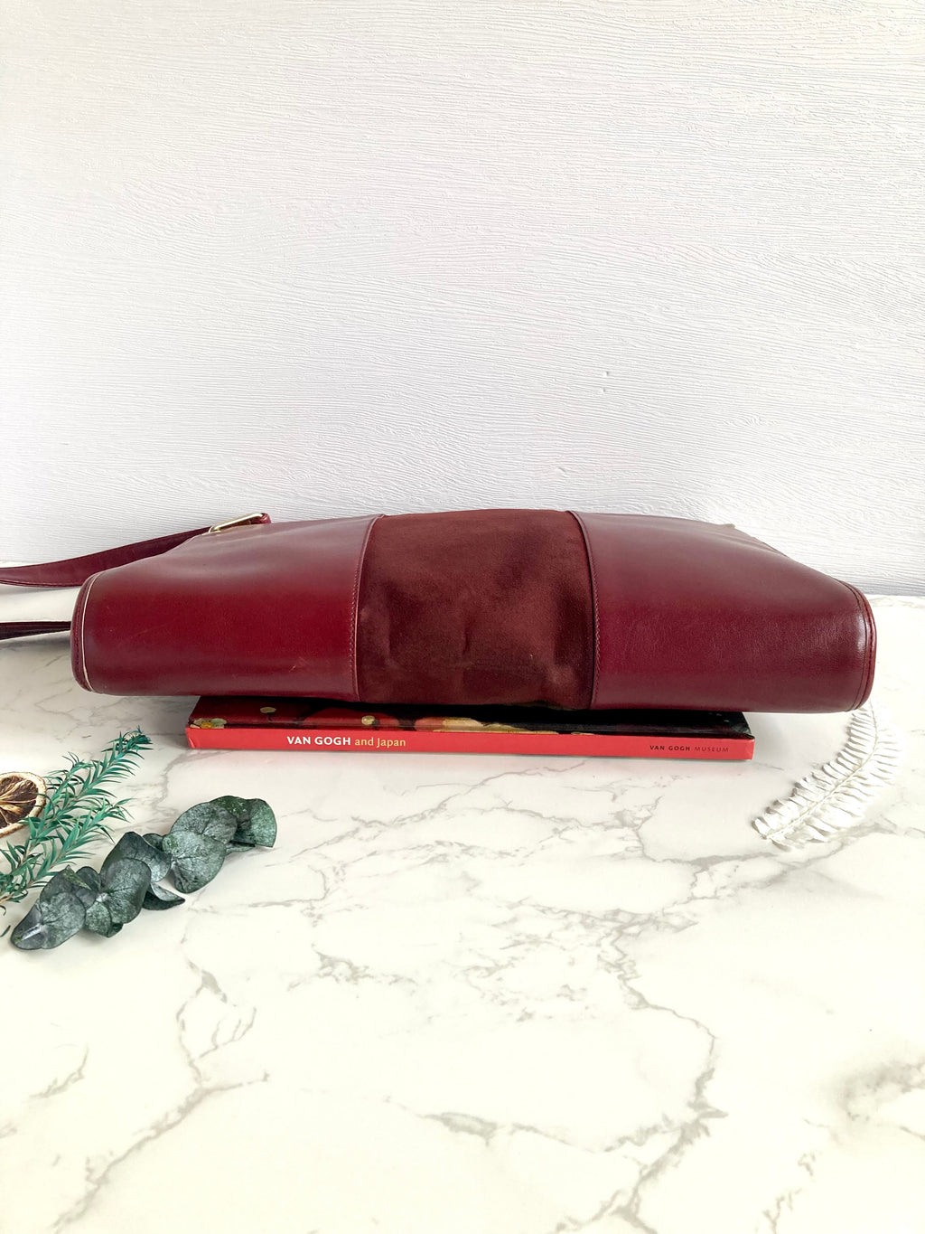 CHRISTIAN DIOR Burgundy Leather Two-way Bag 
