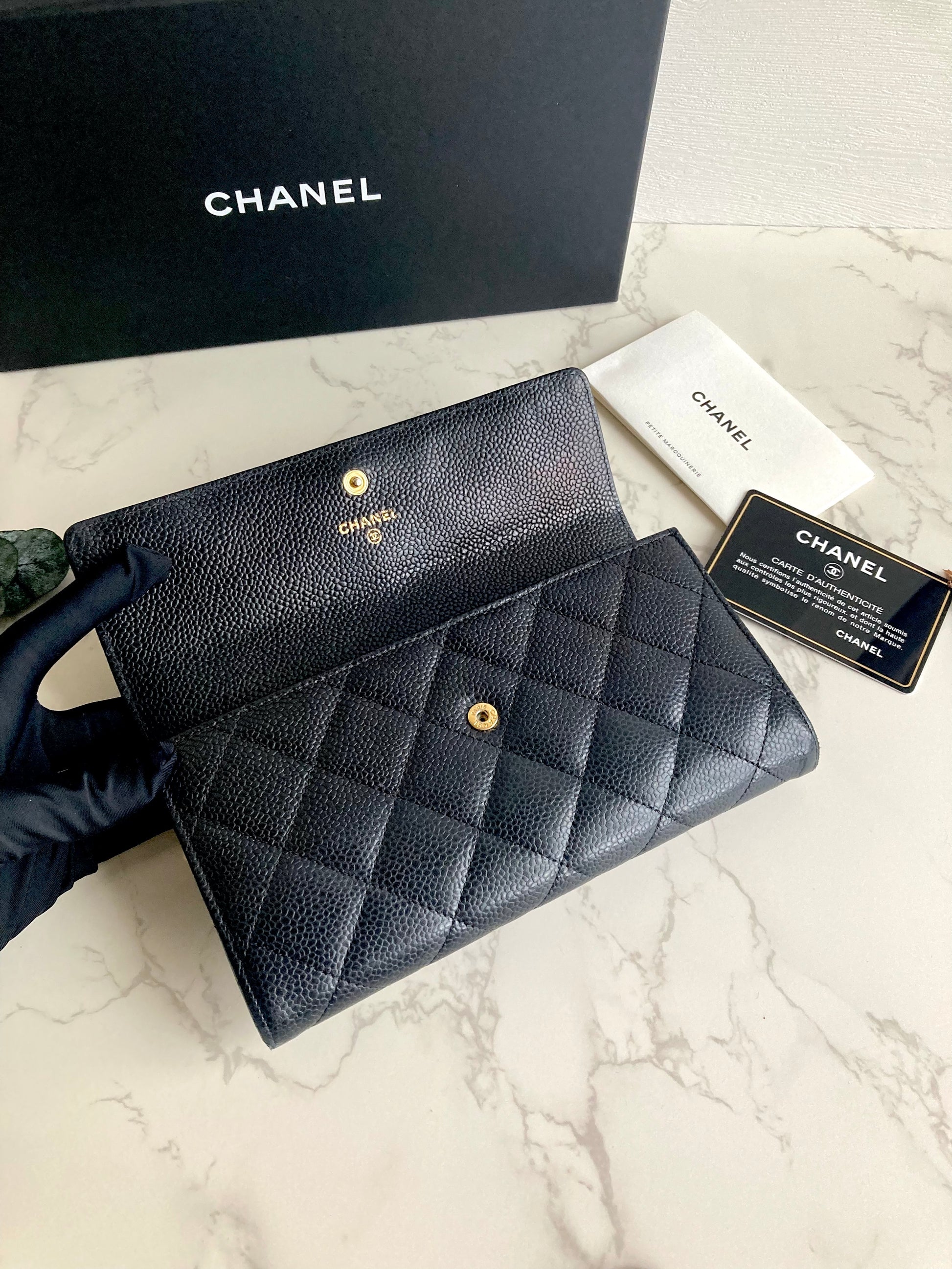 CHANEL Caviar Leather Long Wallet