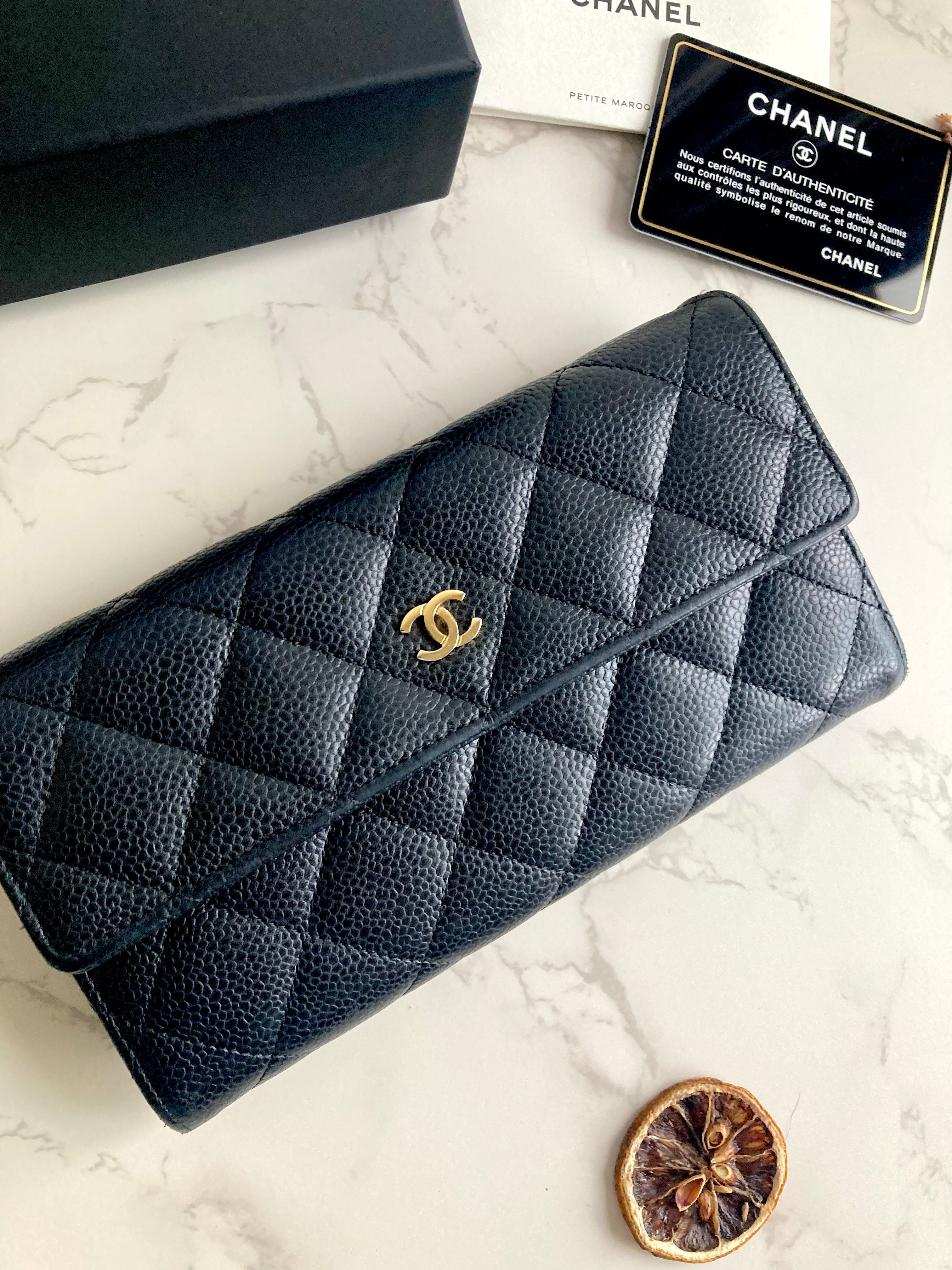 CHANEL Caviar Leather Long Wallet 