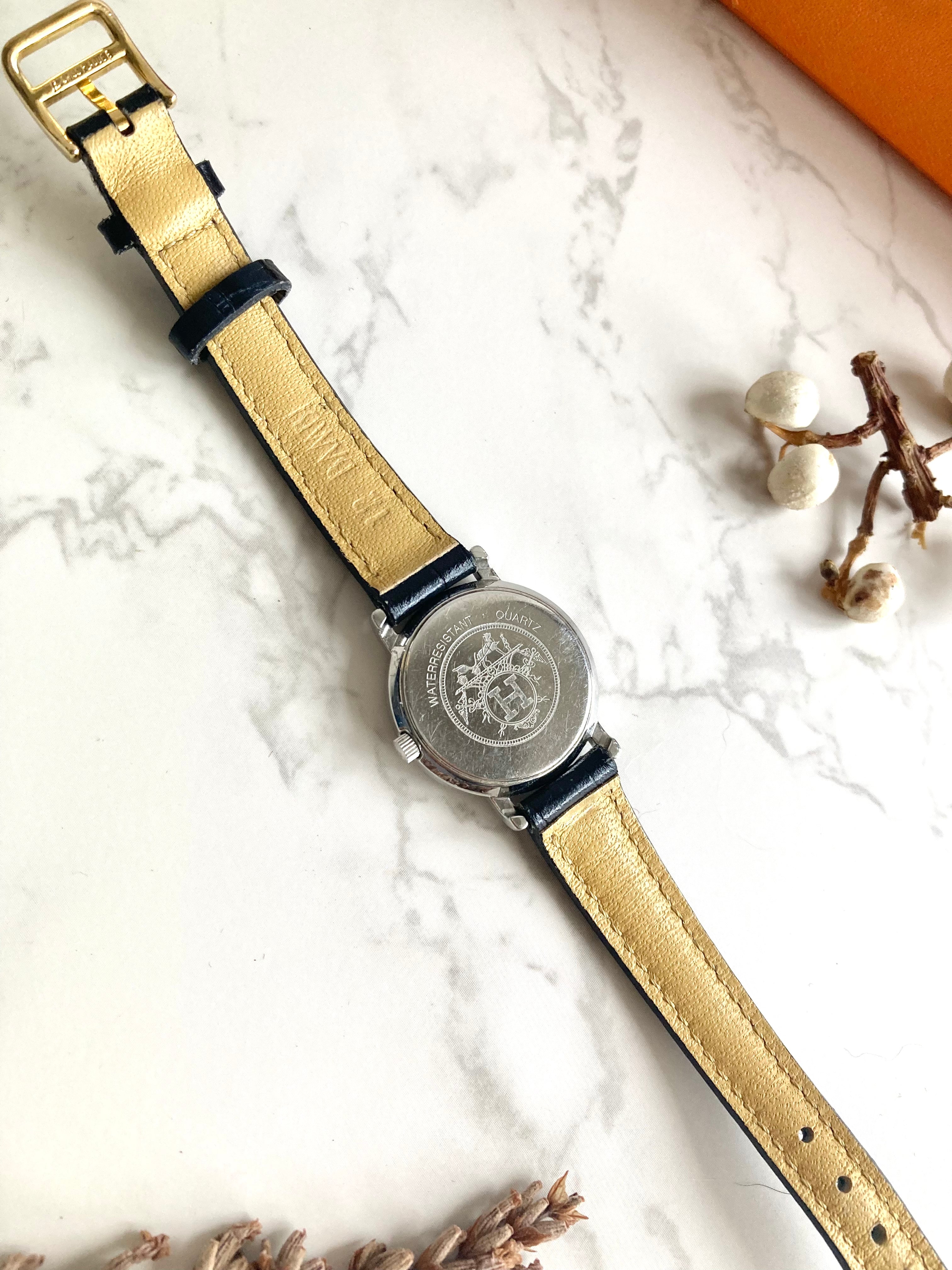 HERMES Sellier Vintage Lady's Quartz Wristwatch 